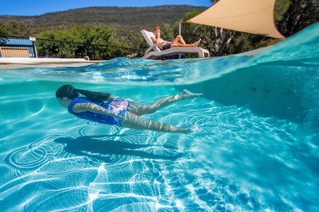 Outdoor pool, pool loungers