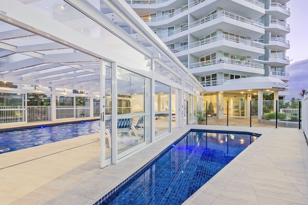 Indoor pool, outdoor pool, pool loungers