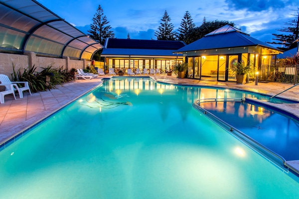 Outdoor pool, pool loungers