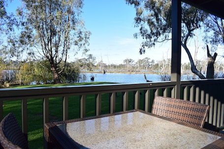2 Bedroom Waterfront Cabin- Access Friendly | Terrace/patio. Cohuna Waterfront Holiday Park