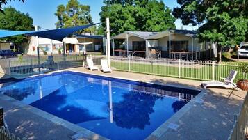 Outdoor pool, pool loungers