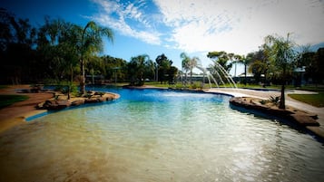 Outdoor pool, pool loungers