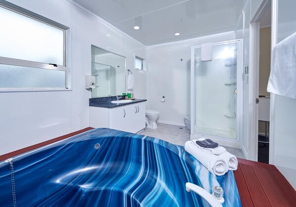 Een douche, een haardroger, handdoeken