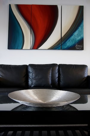 Large One Bedroom Apartment | Living area | 42-inch plasma TV with digital channels, TV