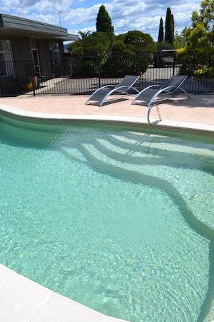 Outdoor pool, sun loungers