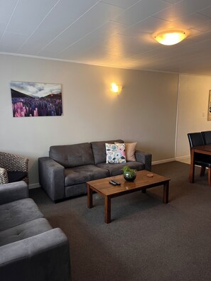 Standard Suite, 2 Bedrooms, Non Smoking, Kitchen (Apartment) | Living area | 42-inch Smart TV with satellite channels, heated floors - Aorangi Motel (Fairlie)