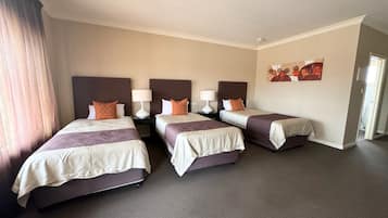 Desk, free WiFi, bed sheets