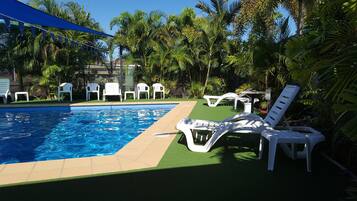 Outdoor pool, sun loungers