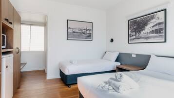 Desk, free WiFi, bed sheets