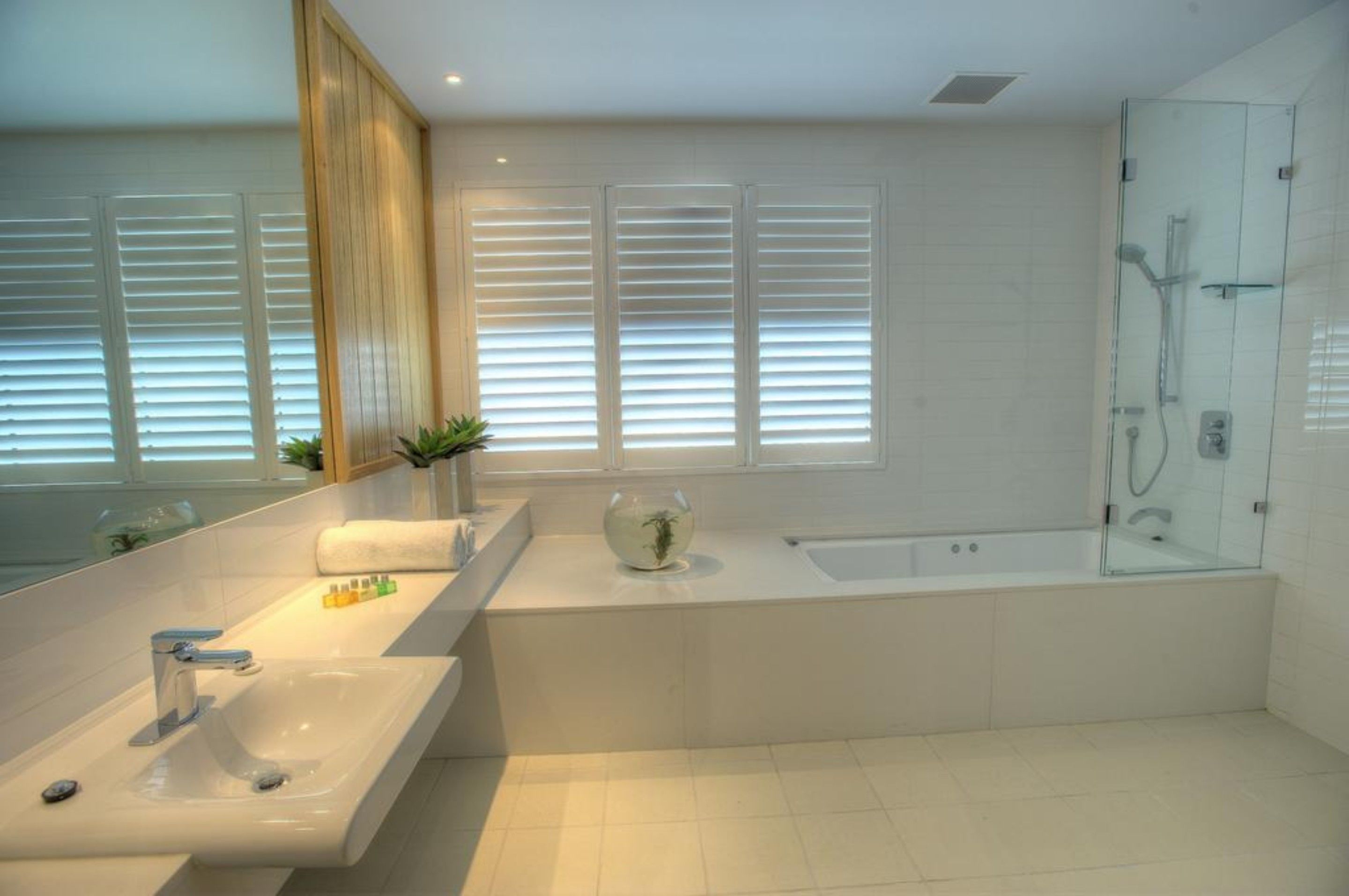 free toiletries, hair dryer, towels, toilet paper