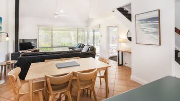 Villa 2 Bed 1 Bathroom + Wood Log fire (Second Bedroom Upstairs) | Living area | TV, DVD player, table tennis