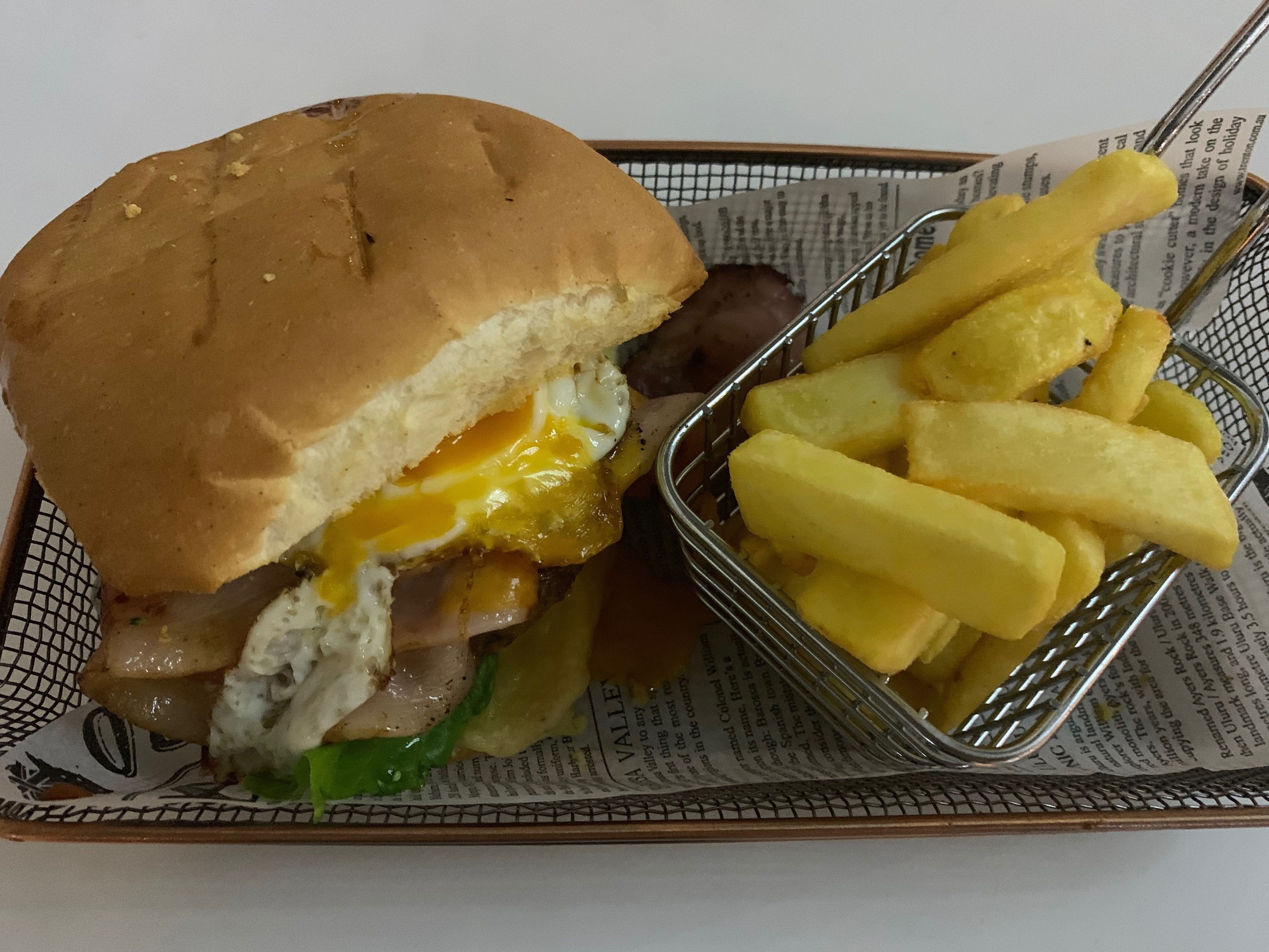A sandwich with fries on a plate.