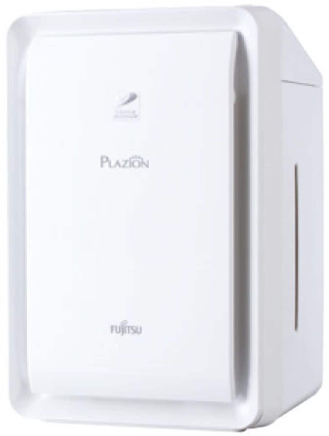 Um objeto branco, retangular e em formato de caixa com a marca "Fujitsu" e o modelo "Plazón" na frente.