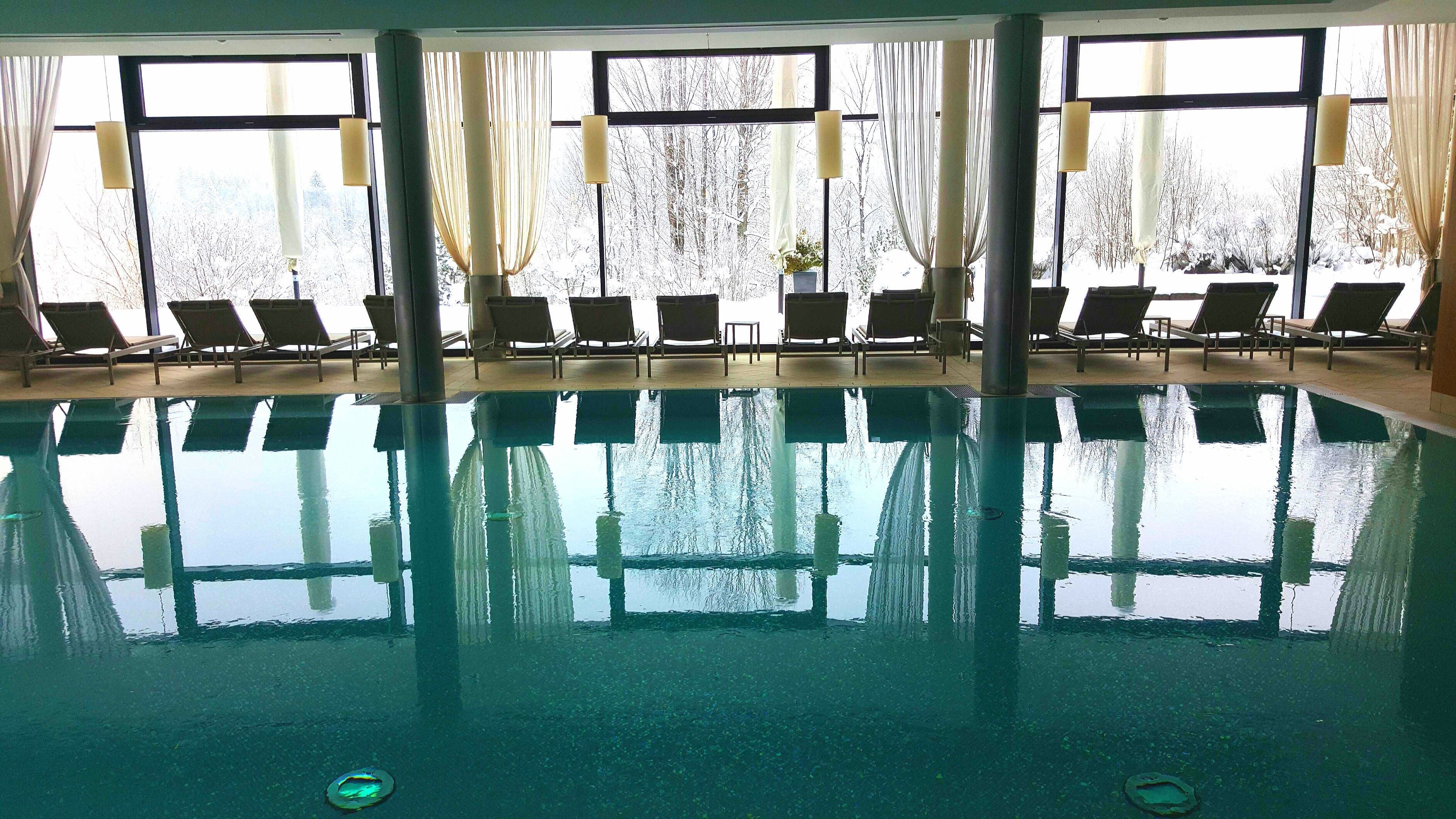 indoor pool, outdoor pool, open 8:00 am to 8:00 pm, pool umbrellas