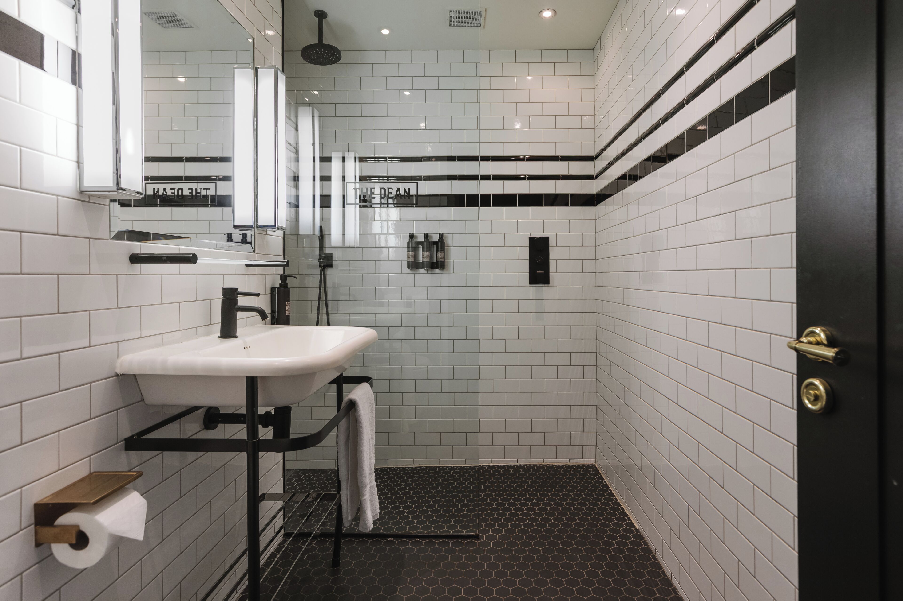 shower, rainfall showerhead, free toiletries, hair dryer