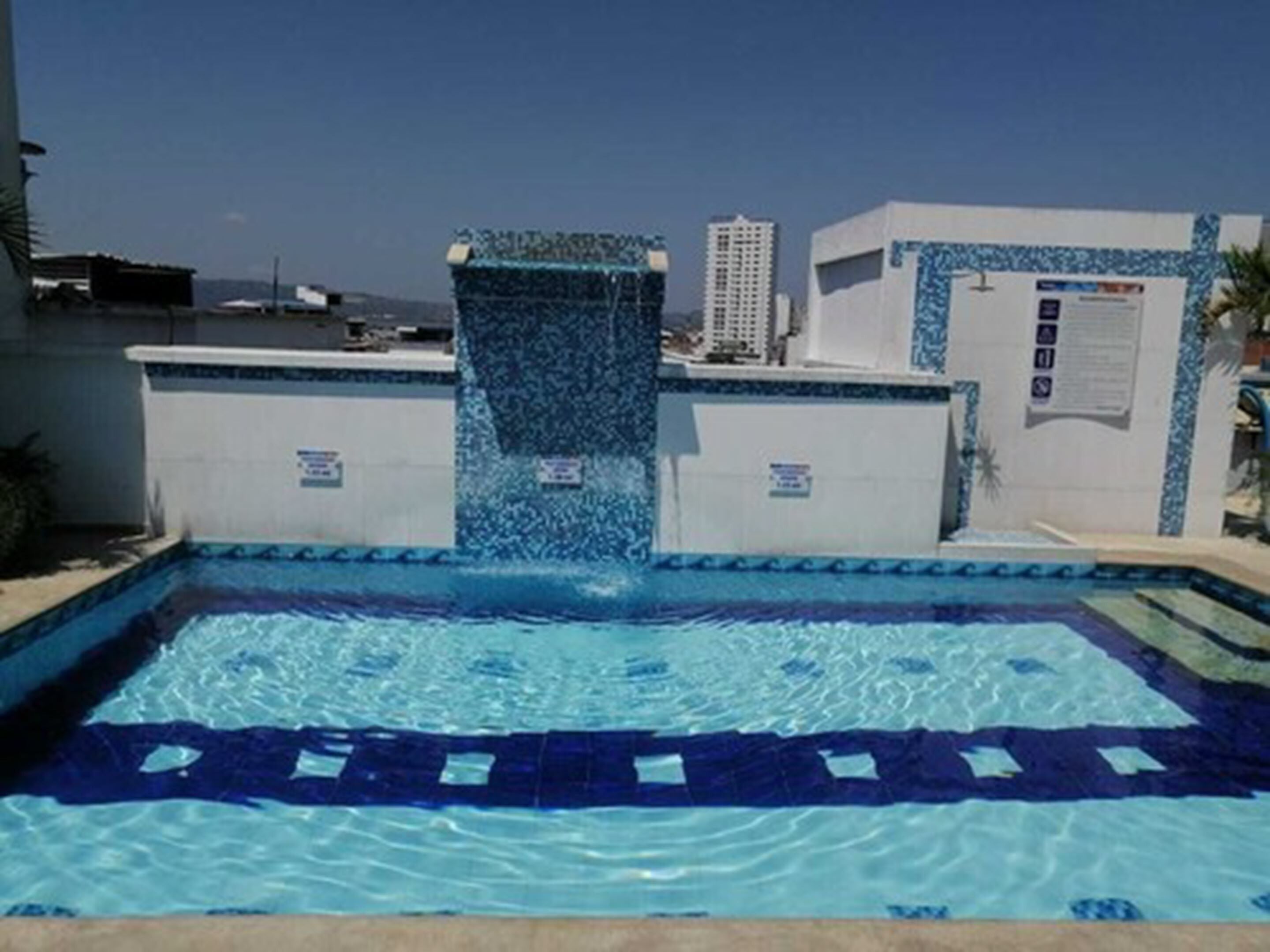 outdoor pool, pool loungers