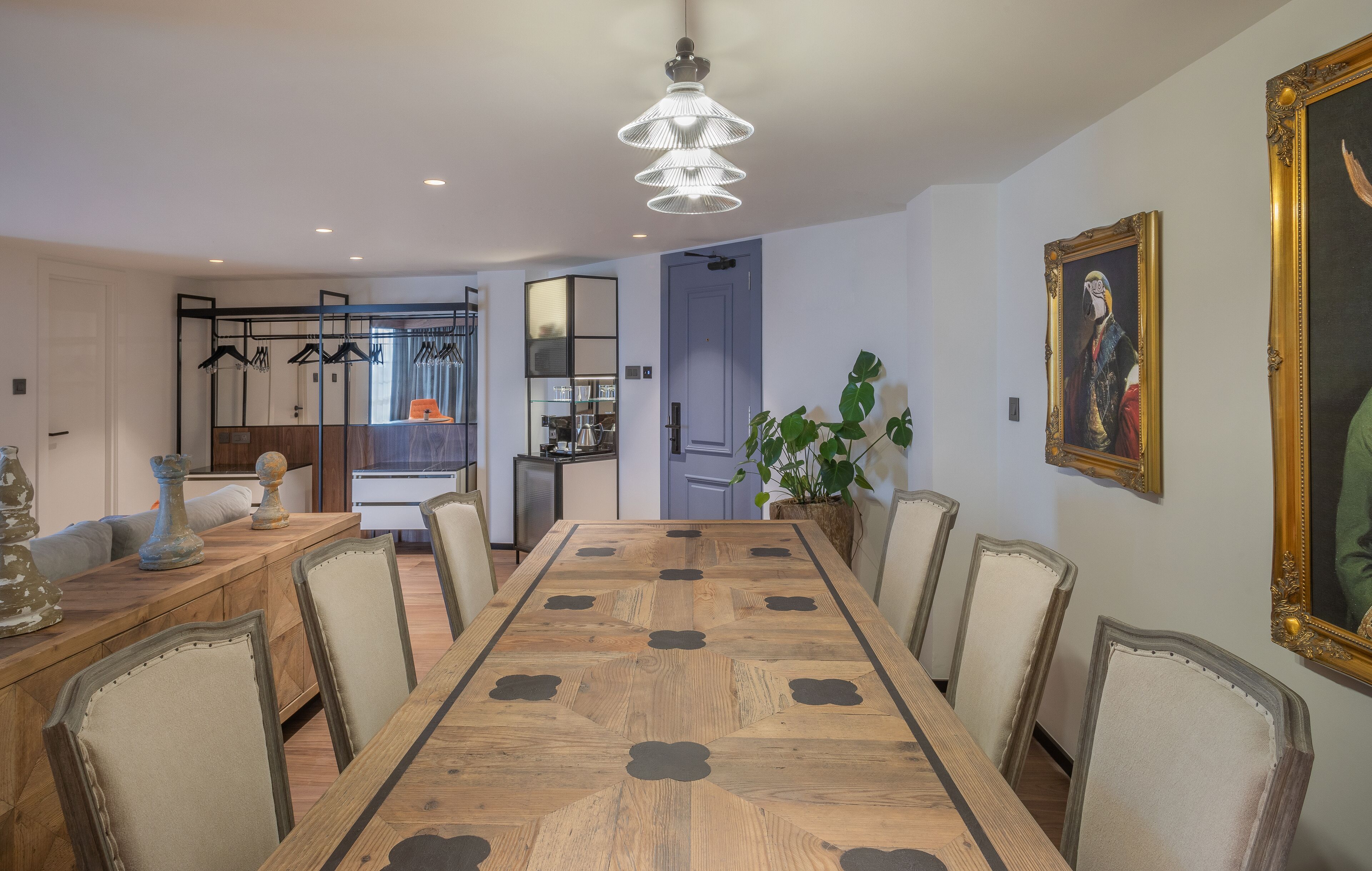 Flat-screen TV, iPod dock