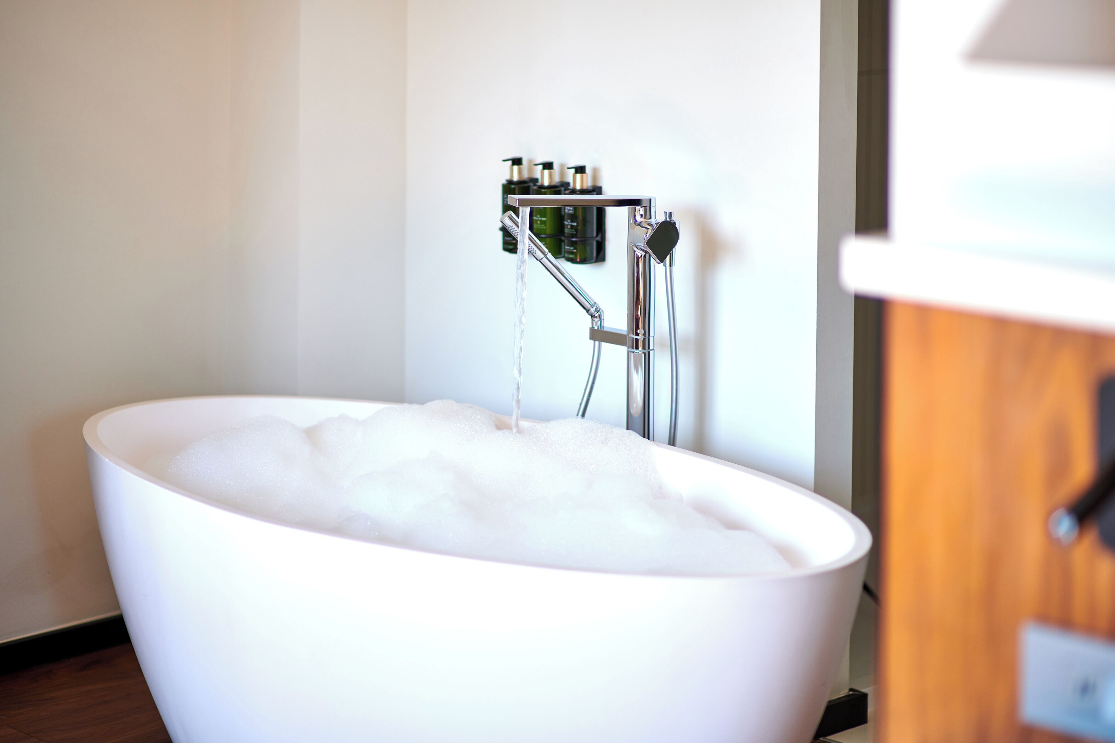 Amenidades de baño de diseñador, secadora de cabello, batas, pantuflas 