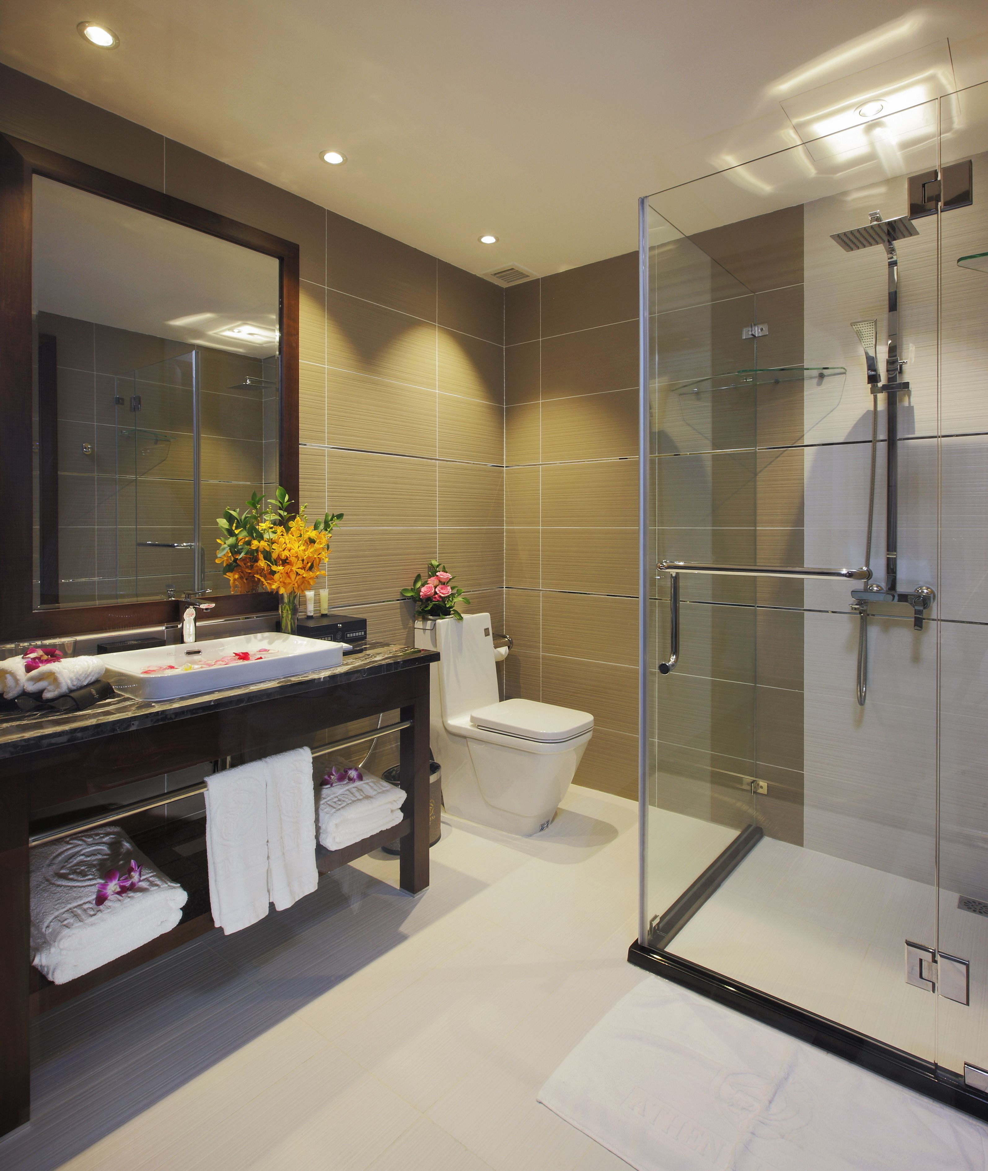 premium deluxe | bathroom | shower, free toiletries, hair dryer, bathrobes