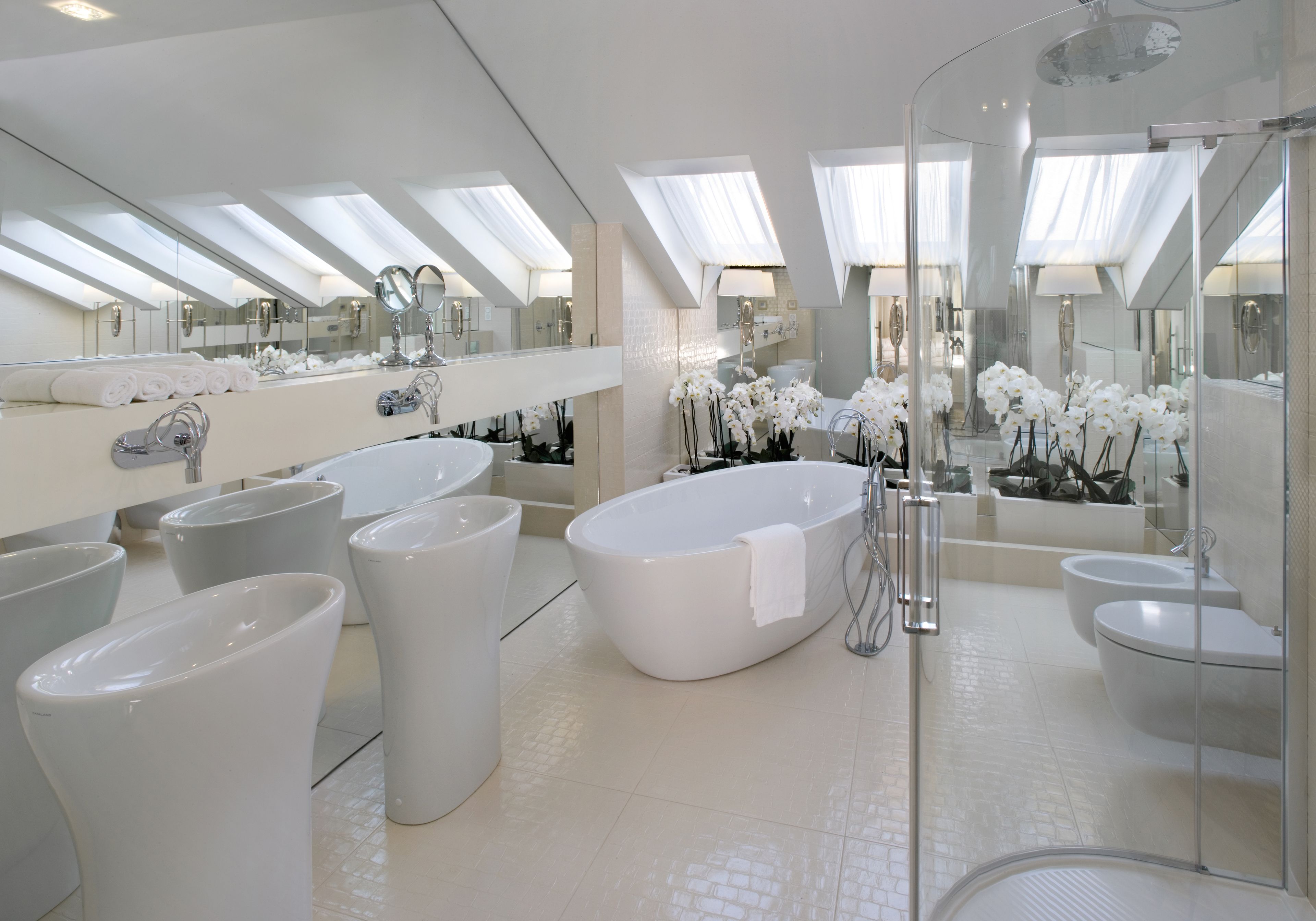 luxury apartment (imperial) | bathroom | separate bathtub and shower, hair dryer, bathrobes, slippers