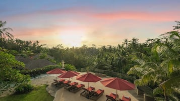 Outdoor pool, sun loungers