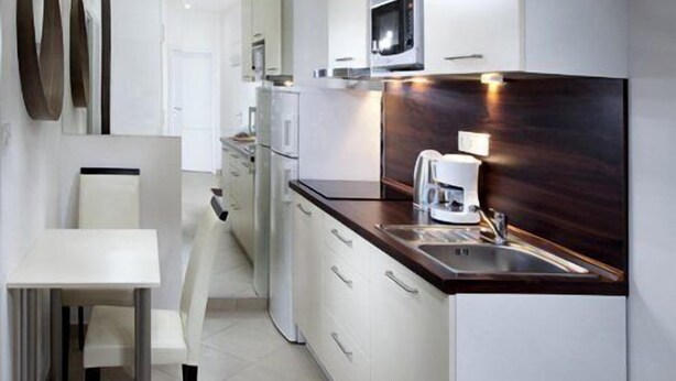 Deluxe Apartment, 2 Bedrooms (With Private Parking) | Private kitchen | Coffee/tea maker, full-size fridge, microwave, stovetop - Apartments Kopecna (Brno)