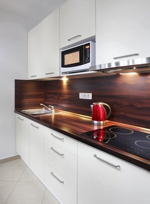 Studio (With Private Parking) | Cuisine privée | Grand réfrigérateur, micro-ondes, plaque de cuisson