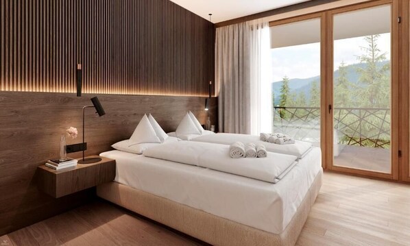 Down duvets, minibar, in-room safe, desk