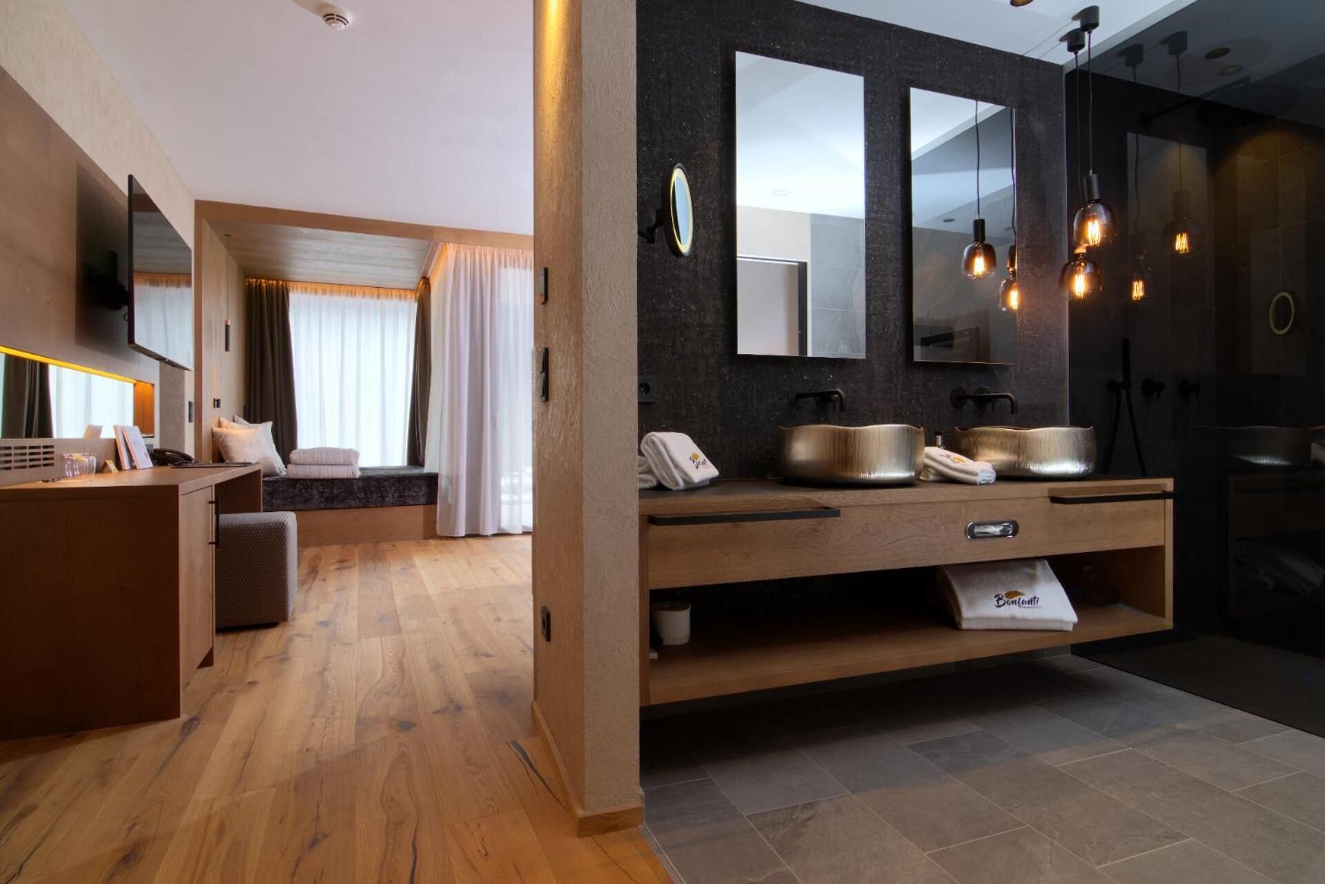 hair dryer, bathrobes, slippers, bidet