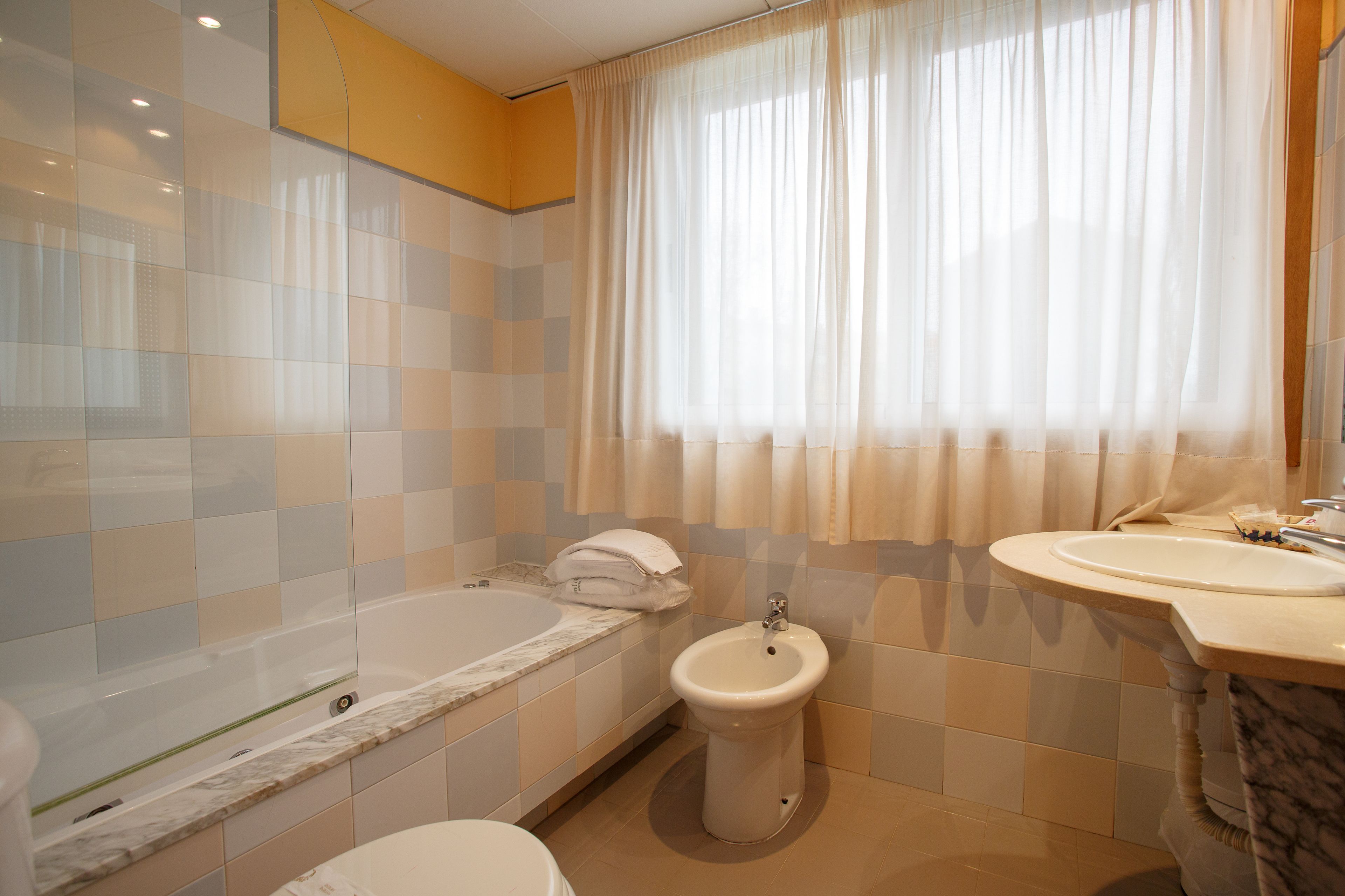 free toiletries, hair dryer, towels