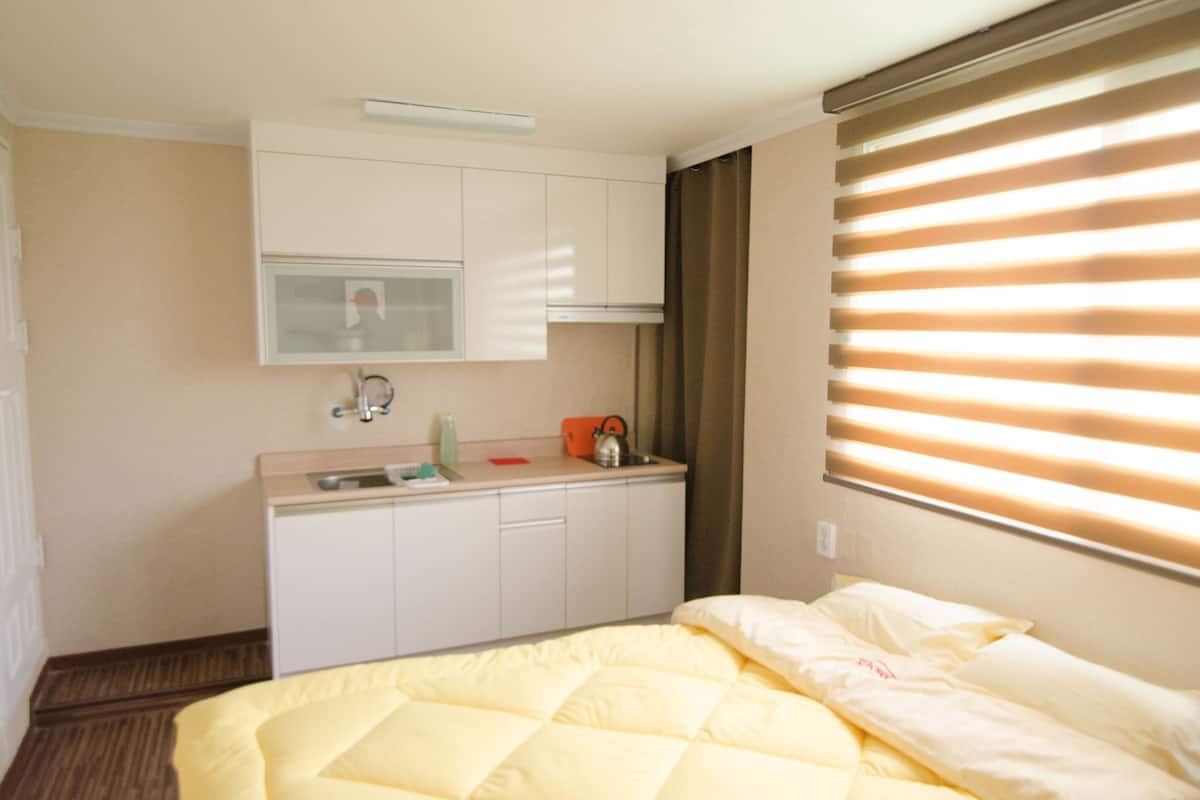 Blackout drapes, iron/ironing board (on request), WiFi (free)