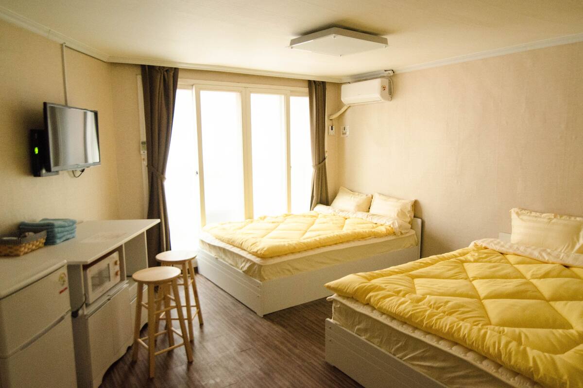 Blackout drapes, iron/ironing board (on request), WiFi (free)