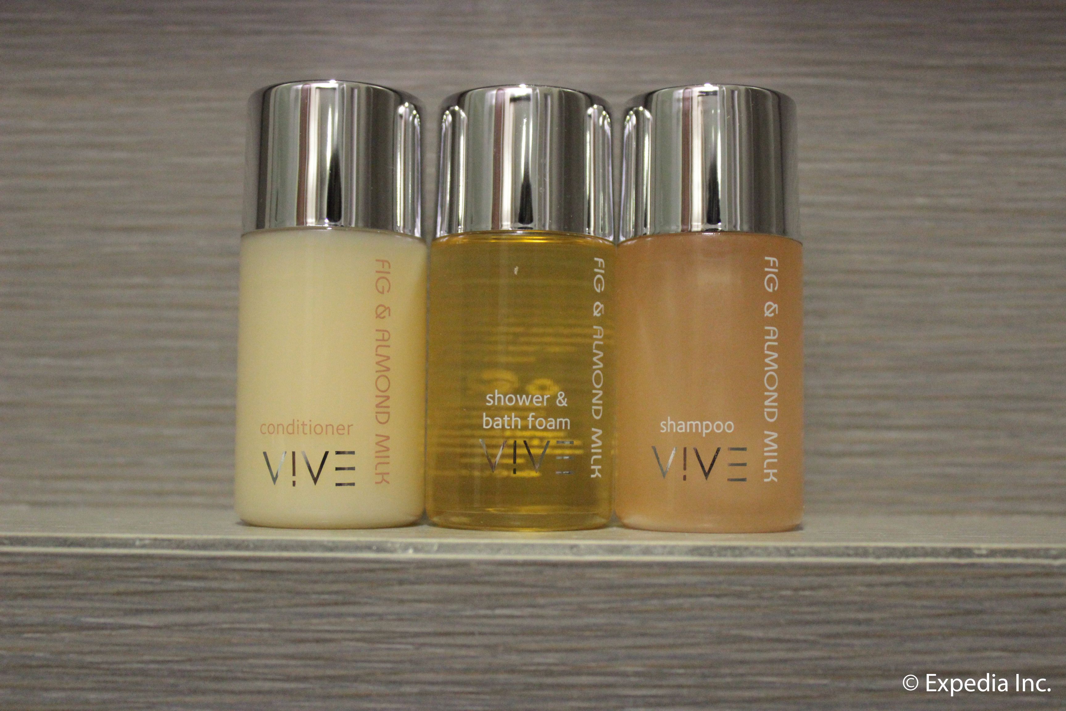 free toiletries, hair dryer, slippers, towels