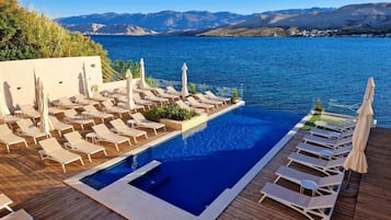 Hồ bơi ngoài trời phục vụ theo mùa, dù/ô trên bãi biển/hồ bơi