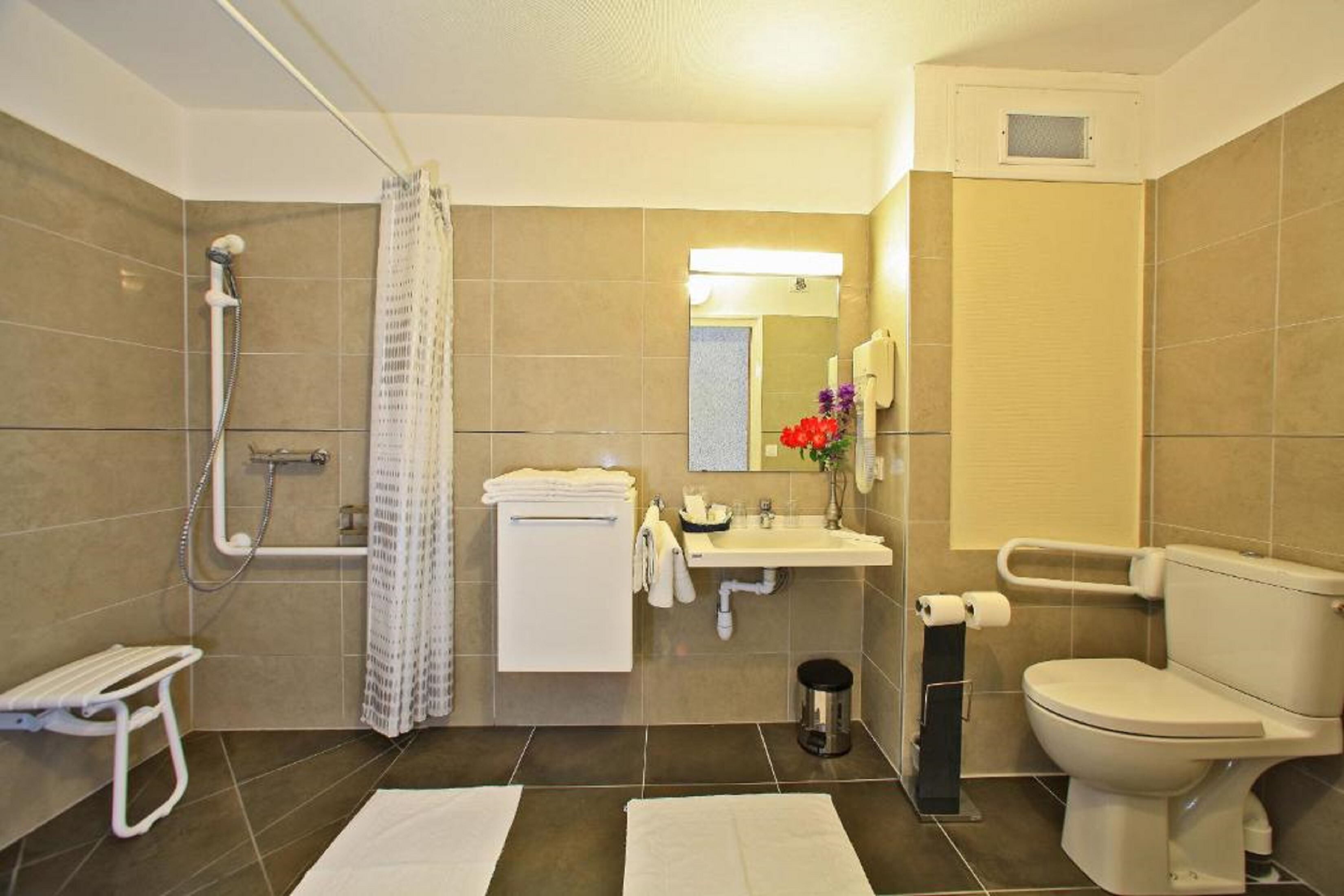 free toiletries, hair dryer, towels