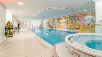 Indoor pool, outdoor pool, open 7:30 AM to 9:00 PM, sun loungers