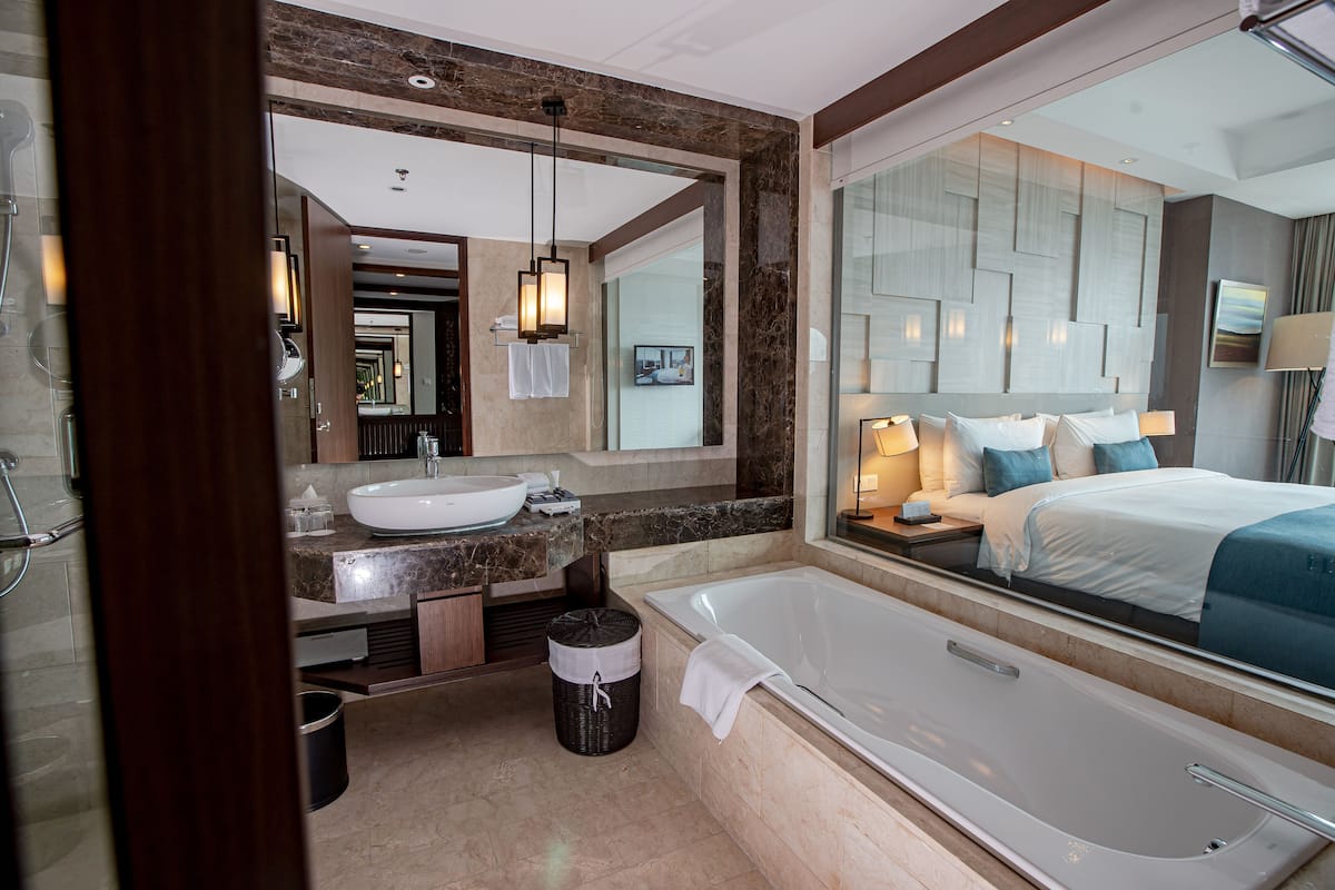 free toiletries, hair dryer, bathrobes, slippers