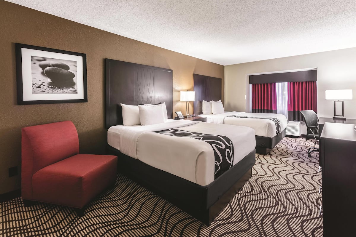 Room, 2 Queen Beds, Non Smoking | Pillowtop beds, desk, blackout drapes, iron/ironing board