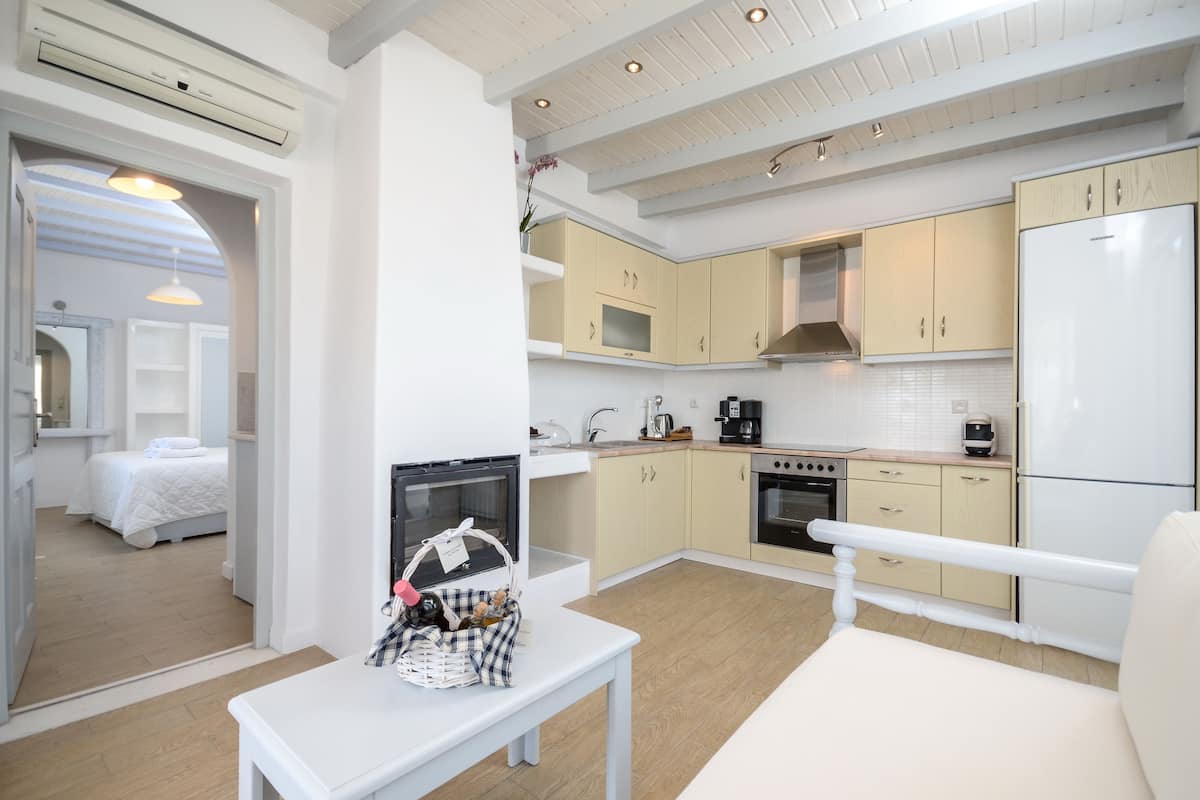 Suite, 1 Bedroom (Penthouse) | Living area | Flat-screen TV, fireplace, DVD player