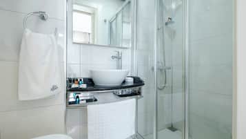 Shower, free toiletries, hair dryer, slippers