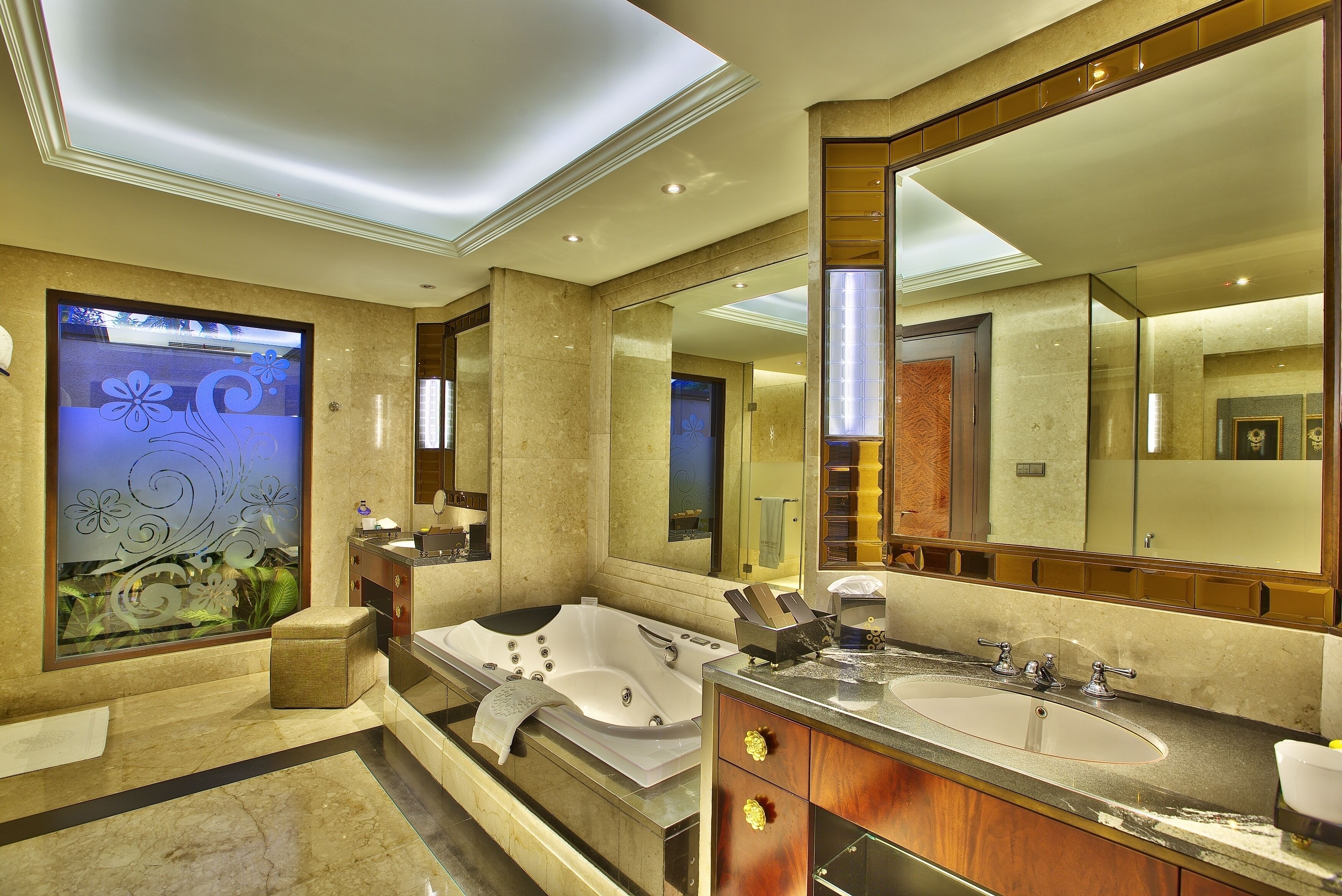 one bedroom pool villa | bathroom | separate bathtub and shower, jetted bath, rainfall showerhead