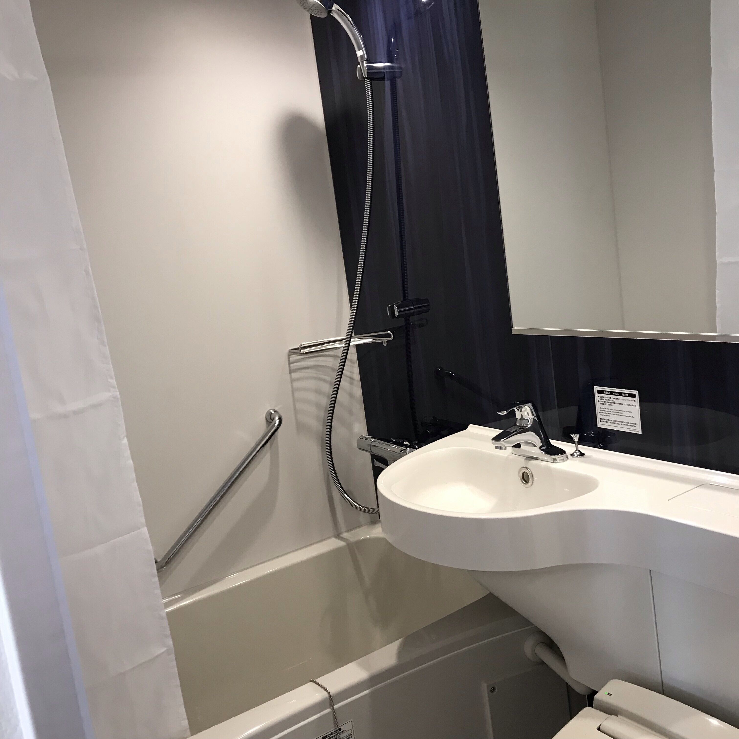 combined shower/bathtub, free toiletries, hair dryer, bathrobes