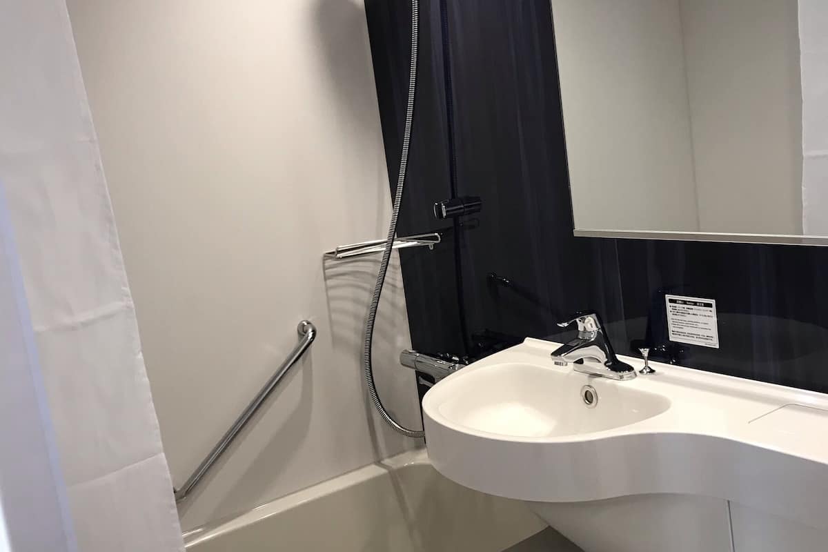 combined shower/bathtub, free toiletries, hair dryer, bathrobes