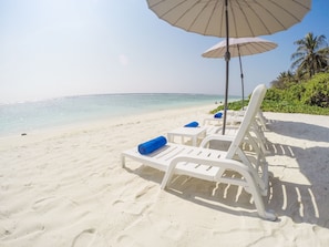 On the beach, scuba diving, snorkeling, water skiing