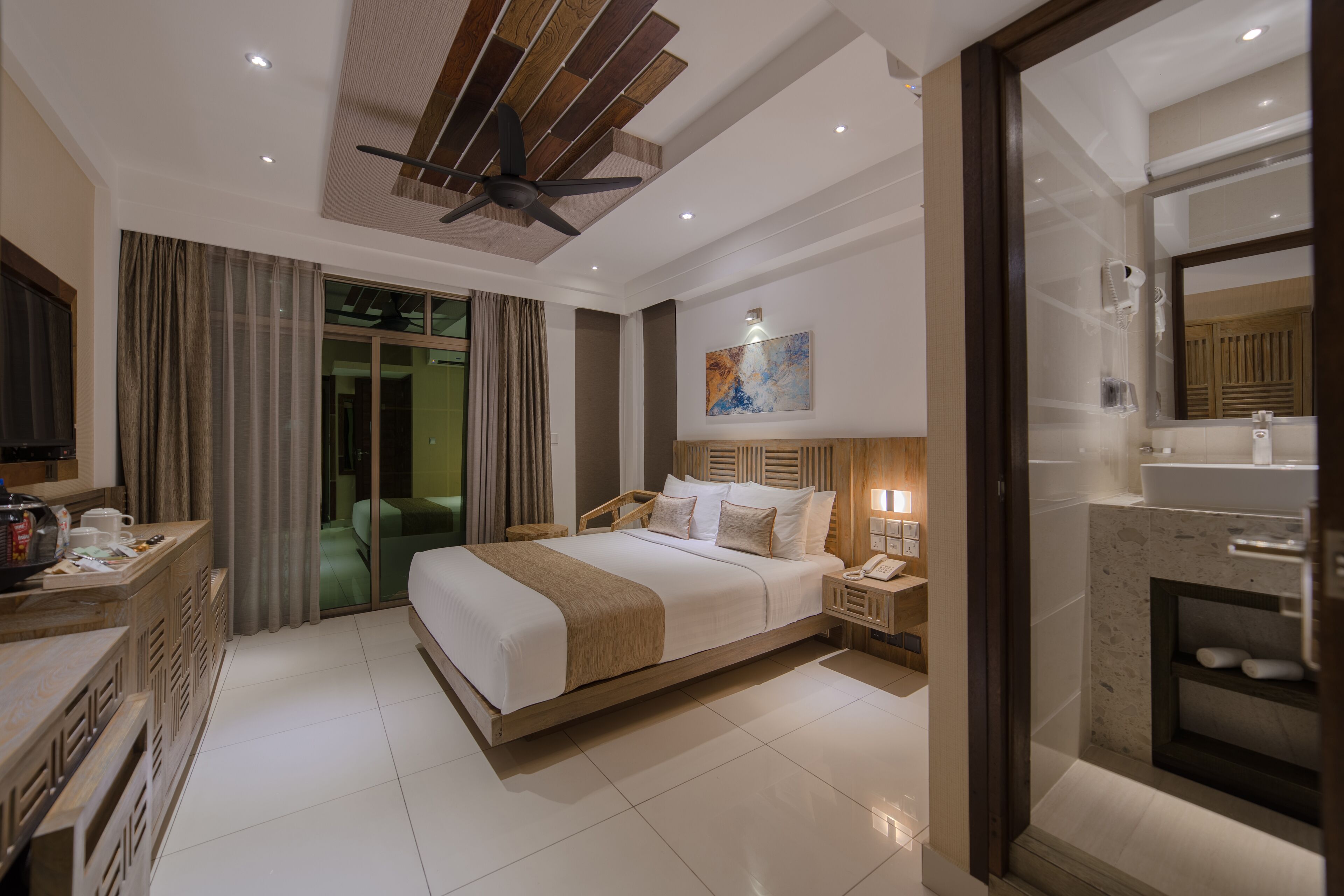 ocean view room with balcony (free airport transfer) | 1 bedroom, premium bedding, down duvets, pillow-top beds