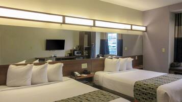 Pillow-top beds, desk, laptop workspace, blackout curtains