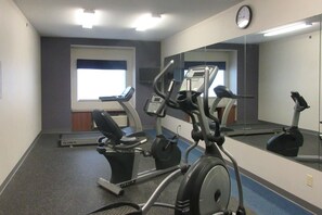 Stay active with our fitness center, featuring stationary bikes and treadmills.