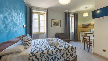 Standard-Studio, 1 Schlafzimmer, Kochnische | Bettwäsche aus ägyptischer Baumwolle, hochwertige Bettwaren