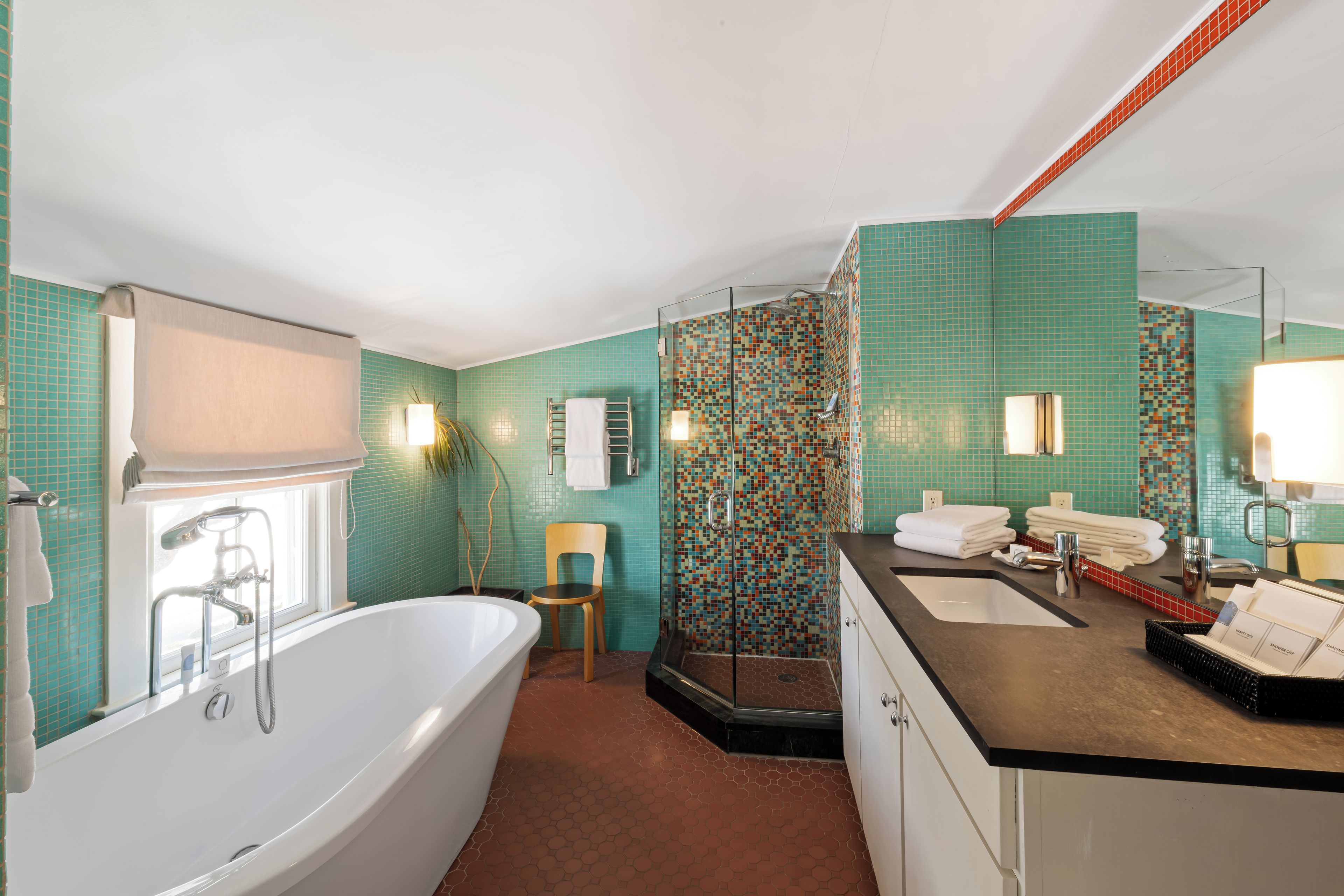 Premier Double King Room | Bathroom | Designer toiletries, hair dryer, bathrobes, slippers
