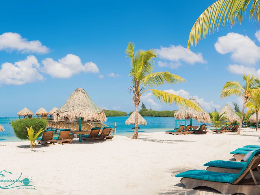 Private beach, white sand, free beach cabanas, sun loungers